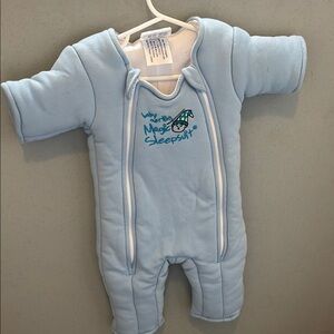 Blue Cozy Footie One Piece with Full-Length Zipper